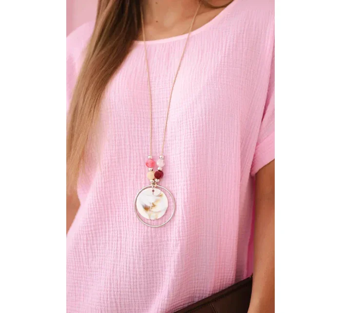 Mušelínová halenka s náhrdelníkem bonbónově růžová