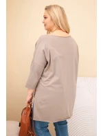 Dámská bavlněná blůza Plus Size asymetrická s náhrdelníkem fango