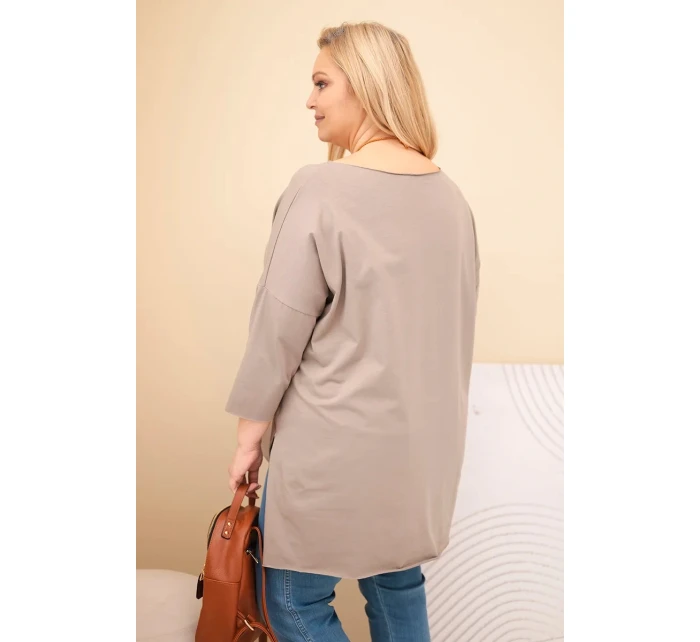 Dámská bavlněná blůza Plus Size asymetrická s náhrdelníkem fango