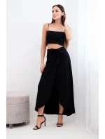 Dámská bavlněná zavinovací maxi sukně se zavazováním černá