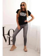 Dámská bavlněná halenka s ozdobným potiskem model 22014263 černá - K-Fashion