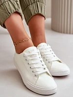 Dámské kožené šněrovací klasické tenisky bílé Misima