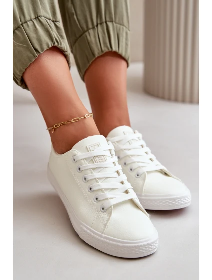 Dámské kožené šněrovací klasické tenisky bílé model 21590967 - EVENTO