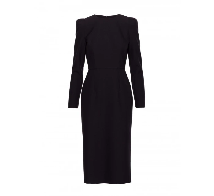 S412 Tužkové šaty s ozdobnými rameny - černé S412 Tužkové šaty s ozdobnými rameny - černé