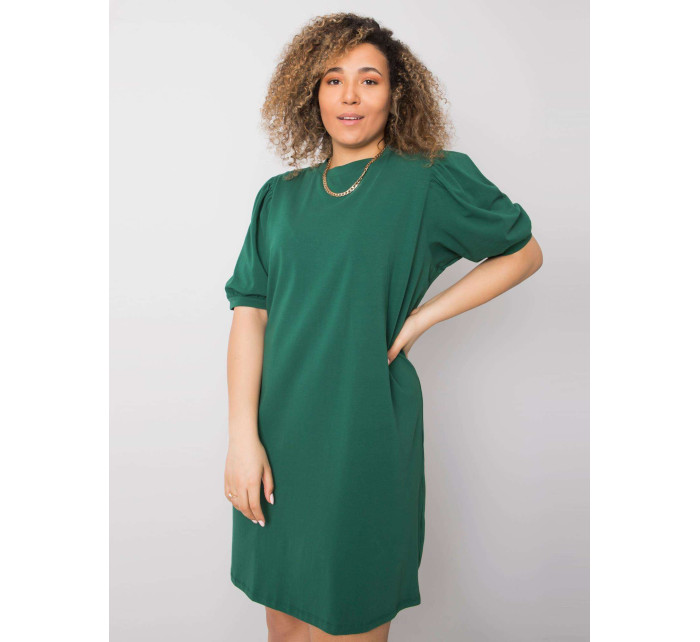 Tmavě zelené bavlněné šaty plus velikosti