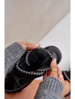 Dámské sněhule s výšivkou na platformě černé Naleris