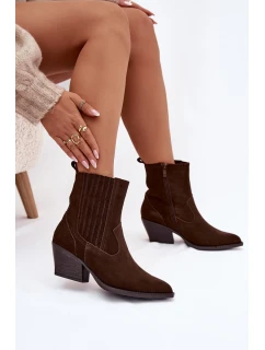 Dámské semišové “kovbojky” na sloupku – čokoládové Dylira