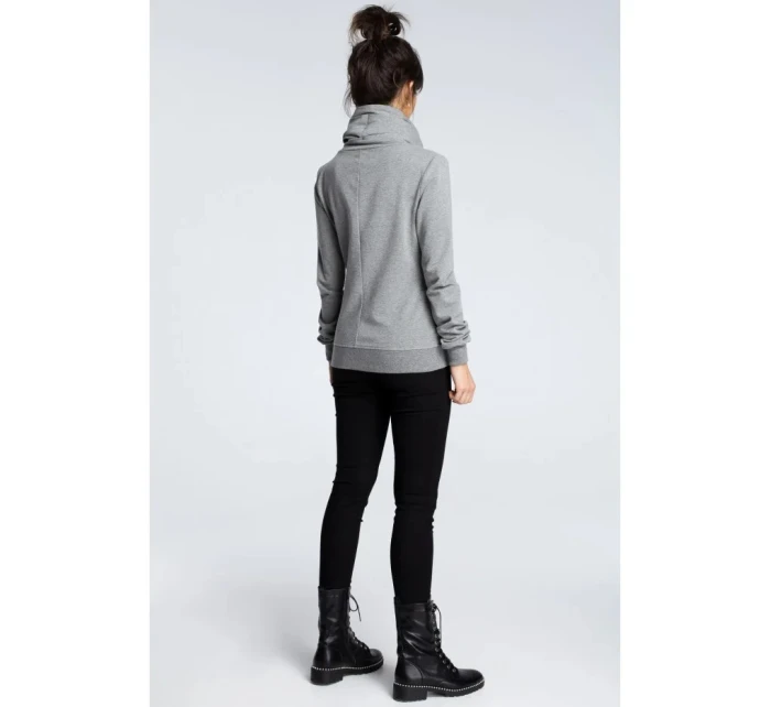 Dámská mikina na zip model 21941160 šedá - BeWear Dámská mikina na zip model 21941160 šedá - BeWear