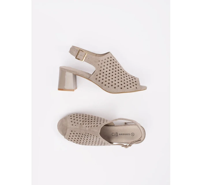 Pohodlné hnědé  sandály dámské na širokém podpatku