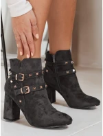 Dámské tmavě šedé semišové boty FashionStreet ZY1257