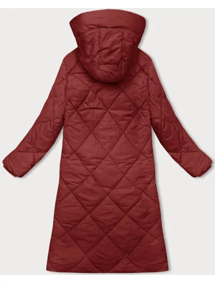 Červená dlouhá zimní bunda s kapucí model 21246736 - J.STYLE