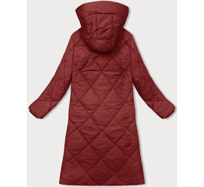 Červená dlouhá zimní bunda s kapucí model 21246736 - J.STYLE