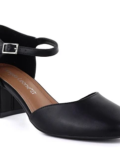 Dámské černé sandály na jehlovém podpatku Sergio Leone SK844