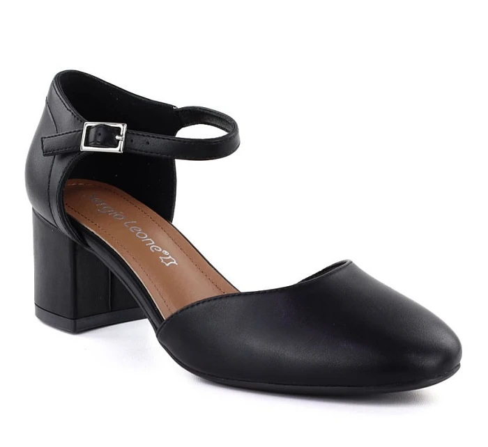 Dámské černé sandály na jehlovém podpatku Sergio Leone SK844 Dámské černé sandály na jehlovém podpatku Sergio Leone SK844