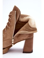 Botky Zamszové Šněrovací Na Sloupku Bežové Lemar Flomes