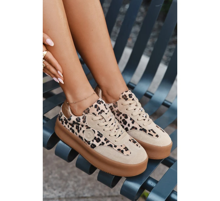 Dámské tenisky na platformě pantera Big Star SS274763 béžové Dámské tenisky na platformě pantera Big Star SS274763 béžové