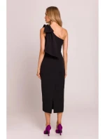 Dámské  šaty na jedno rameno s mašlí M847 černé -  Moe