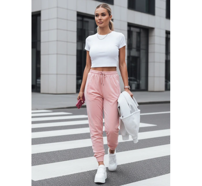 Dámské velurové růžové tepláky FashionStreet UY2837