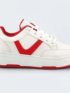 Bílo-červené dámské sportovní šněrovací boty (S070)
