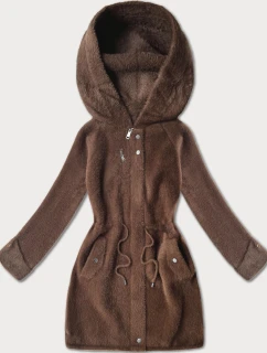 Hnědá vlněná bunda typu alpaka s kapucí model 21482439 - MHM
