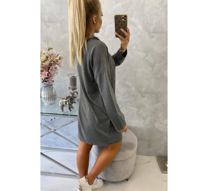 Šaty s kravatou v grafitové barvě