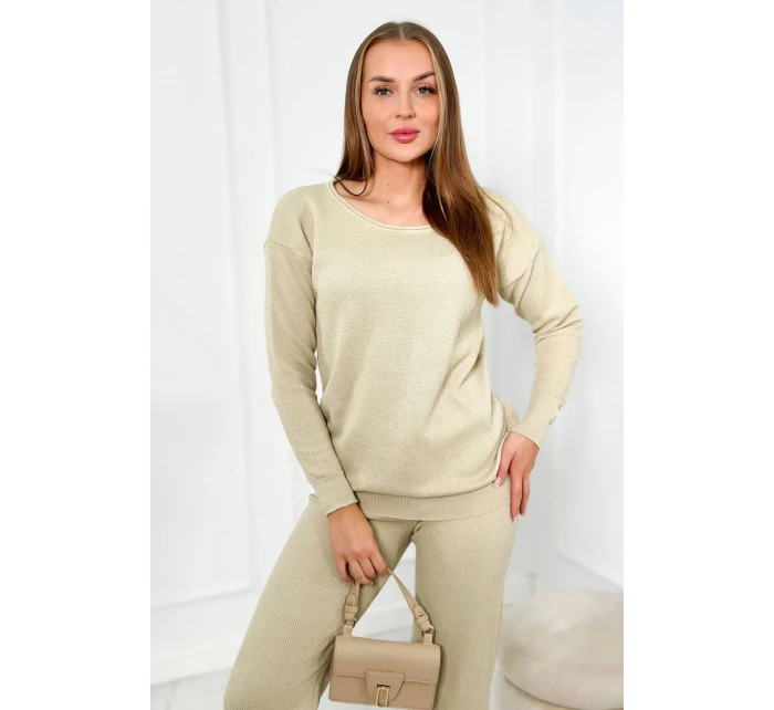 Svetr set mikina + kalhoty tmavě béžová