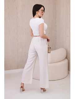 Viskózové kalhoty se širokými nohavicemi světle béžová