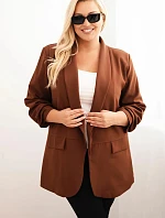 Dámská elegantní plus size sako čokoládová