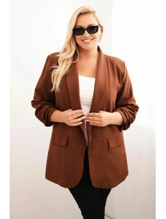 Dámská elegantní plus size sako čokoládová