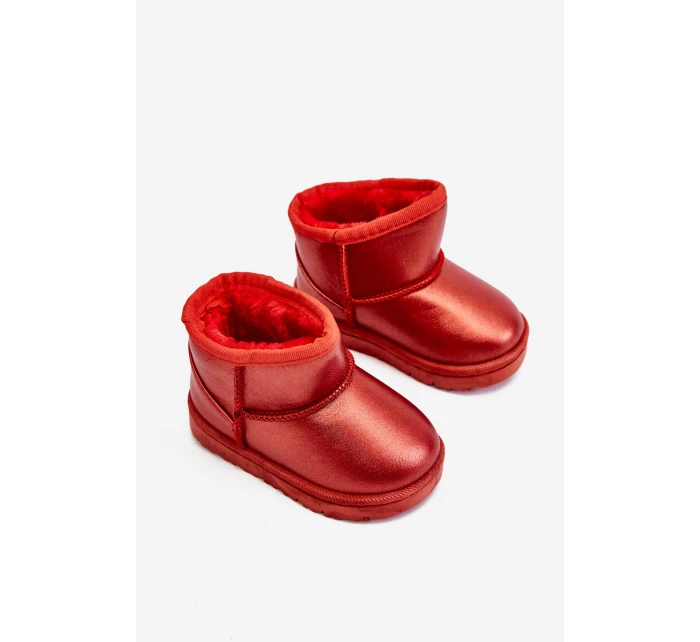 Dětské sněhule s kožešinou Červené model 21605368 - Boto