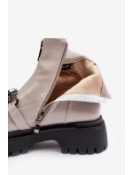 Dámské boty na zip D&A Světle šedá model 21636957 - S.Barski