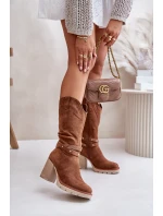 Dámské Kozačky Do  Na Podpatku Zateplené Camel model 21672457 - Boto