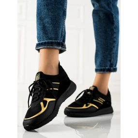 Luxusní černé  tenisky dámské bez podpatku