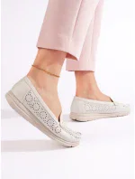Moderní  mokasíny dámské bílé bez podpatku