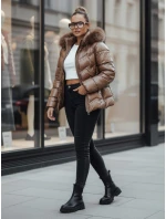Dámská prošívaná zimní bunda s kožešinou hnědá Dstreet model 21994165 - FashionStreet