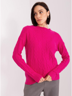 Fuchsiový pletený svetr s kabely