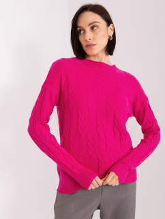Fuchsiový pletený svetr s kabely