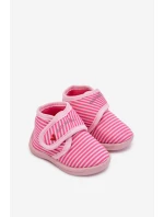 Dětské bačkory na suchý zip s proužky – růžové Lavelle Dětské bačkory na suchý zip s proužky – růžové Lavelle