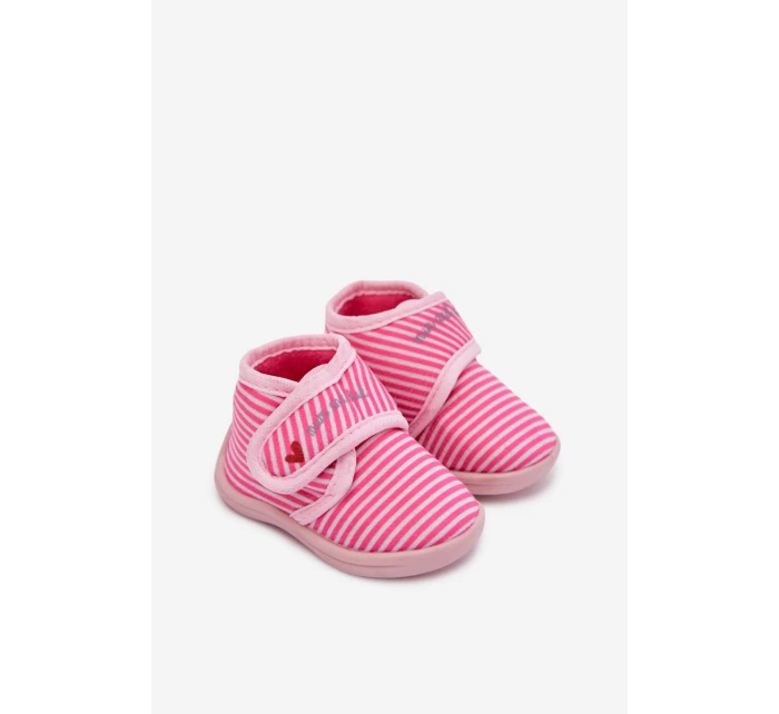 Dětské bačkory na suchý zip s proužky – růžové Lavelle Dětské bačkory na suchý zip s proužky – růžové Lavelle