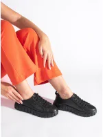 Módní dámské polobotky černé platforma Módní dámské polobotky černé platforma