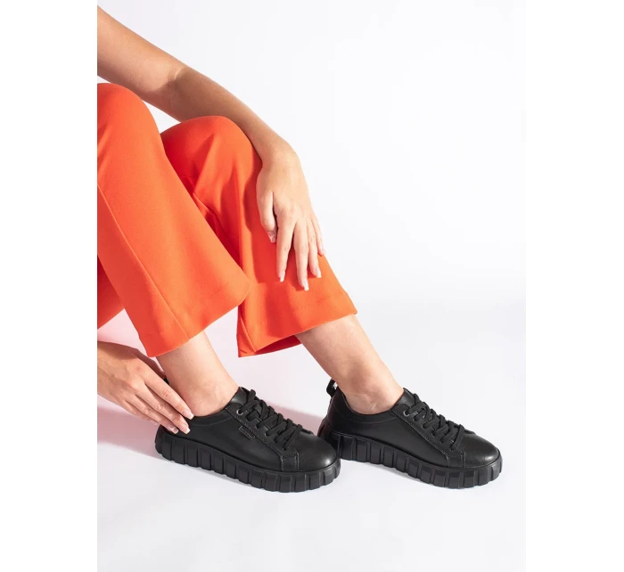 Módní dámské polobotky černé platforma Módní dámské polobotky černé platforma