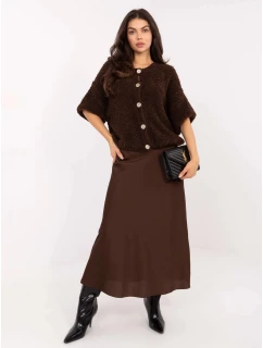 Hnědá saténová maxi sukně model 21756287 - Factory Price