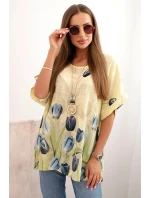 Dámská bavlněná košile s květinovým vzorem žlutý Dámská bavlněná košile s květinovým vzorem žlutý