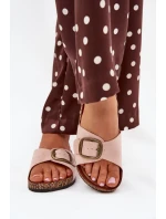 Dámské pantofle s přezkou na korkové platformě růžové Zavira Dámské pantofle s přezkou na korkové platformě růžové Zavira