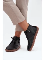 Kožené dámské polobotky s ozdobným detailem  Černé model 21708053 - Zazoo