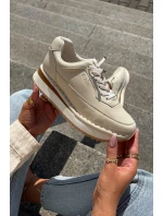 Dámské kožené tenisky na platformě Big Star – béžové Dámské kožené tenisky na platformě Big Star – béžové