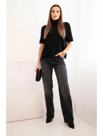 Dámský svetr s rolákem volného střihu černý Dámský svetr s rolákem volného střihu černý