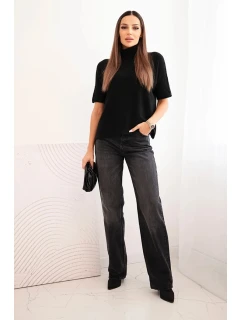 Dámský svetr s rolákem volného střihu černý