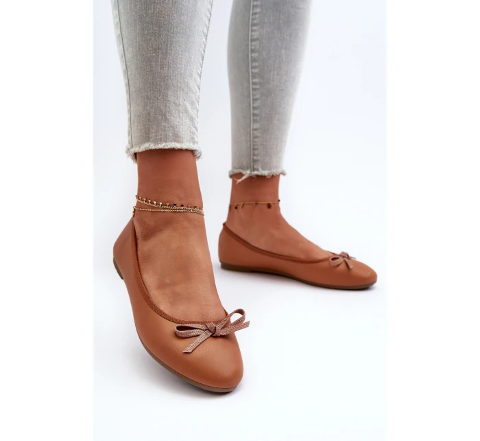 Baleríny z ekologické kůže s mašlí Camel Sandal Baleríny z ekologické kůže s mašlí Camel Sandal