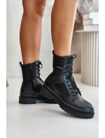 Kožené Traperky Kotníkové Boty Pánské Zateplené Big Star OO174164 Černé Kožené Traperky Kotníkové Boty Pánské Zateplené Big Star OO174164 Černé